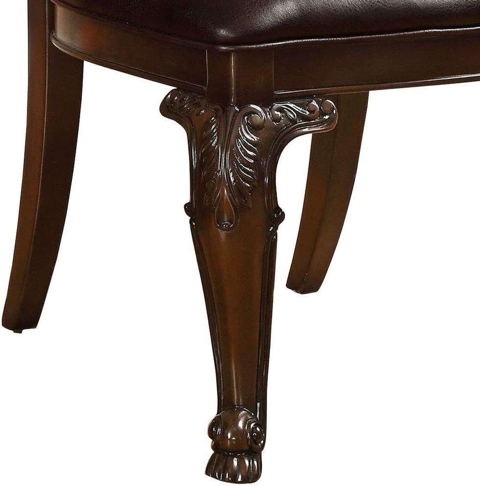Jurikson Traditional Wood Carved Dining Chairs Set of 2 Brown Cherry