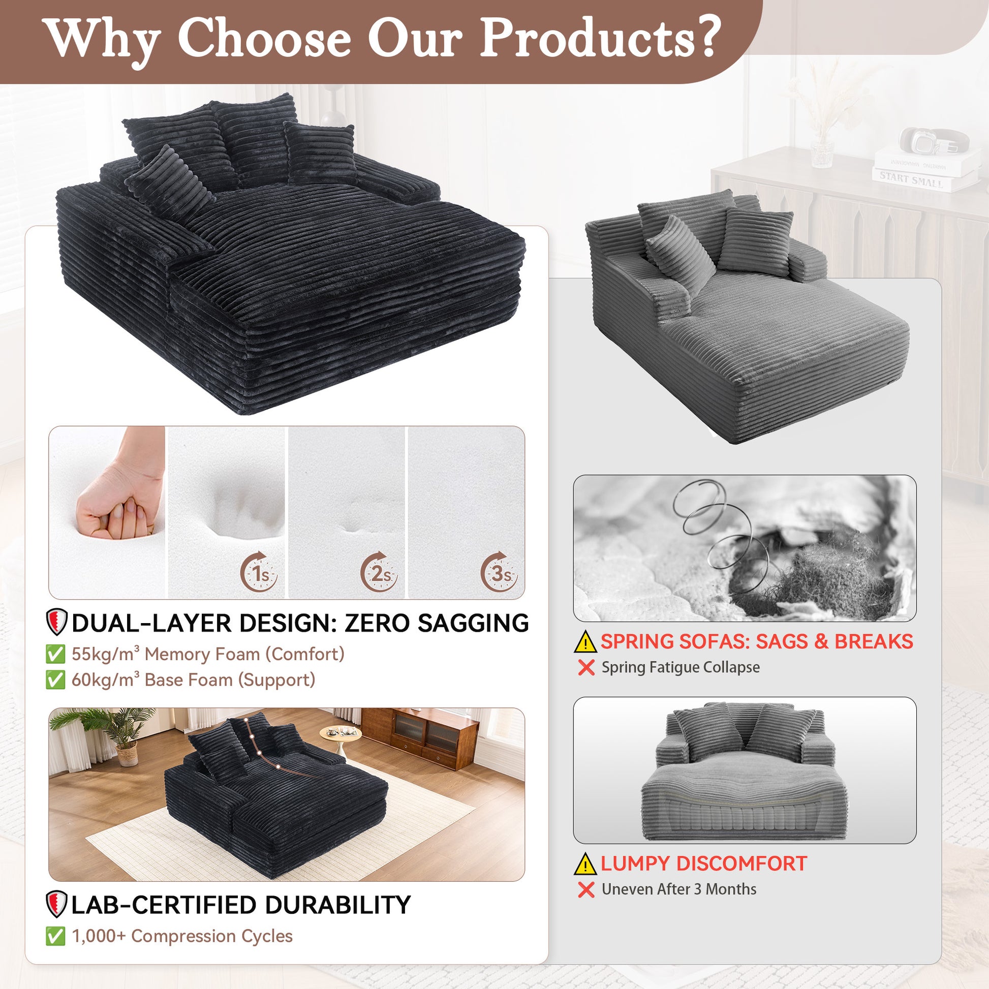 28" Dr-Oversized Chaise Lounge Chair - Gray - detail view 4