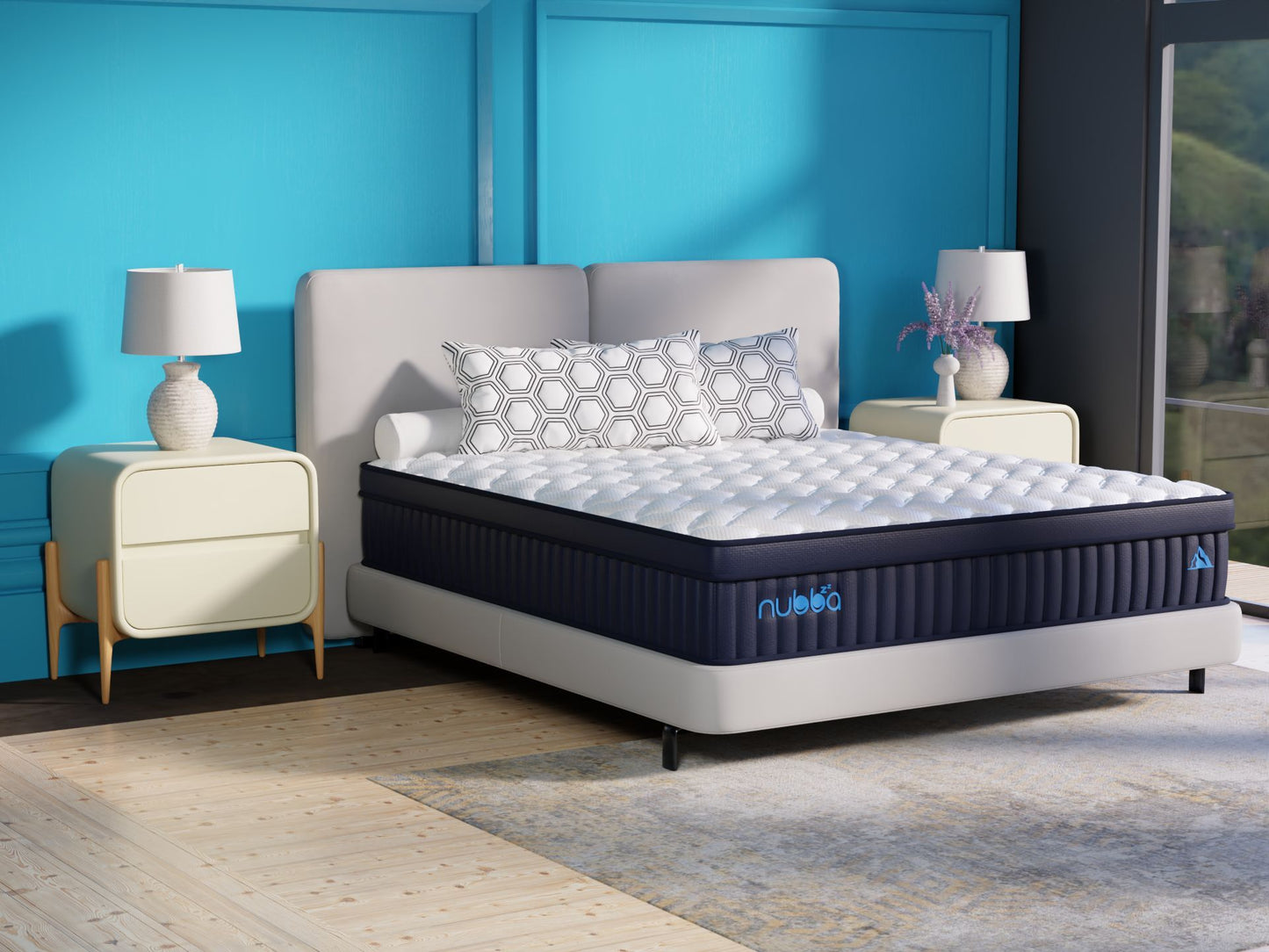 NUBBA 14' TWIN SIZE ELITE LUXURY HYBRID MATTRESS - FIRM - White - detail view 6