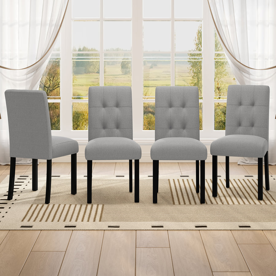 4 Piece Modern Tufted Dining Chair - Gray - primary color shot