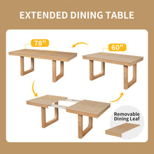 60'-78' Extendable Dining Table, Farmhouse Wooden Kitchen Table with Removable Leaf, Large Expanding Table for 4-8, Natural - detail view 6