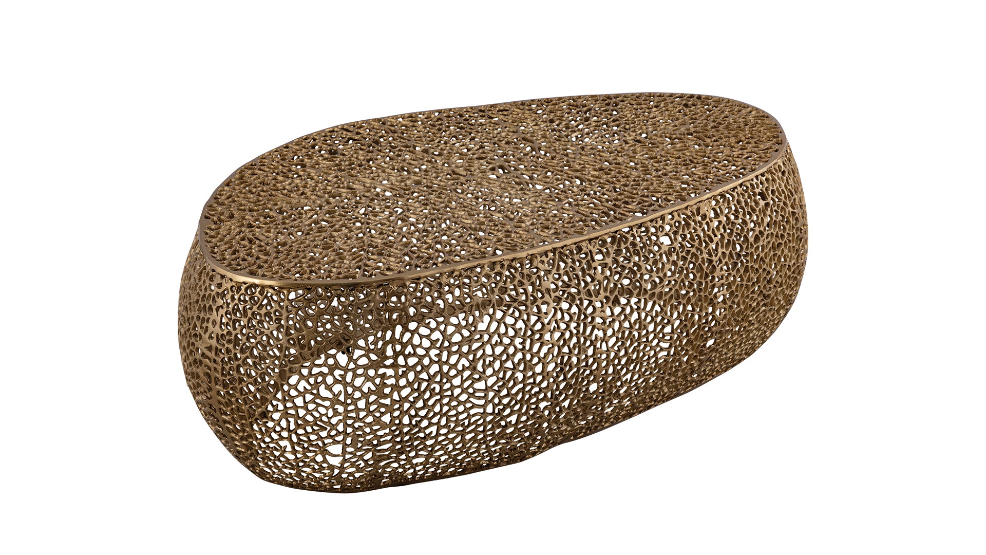 Azriel Oval Aluminum Mesh Coffee Table, Gold