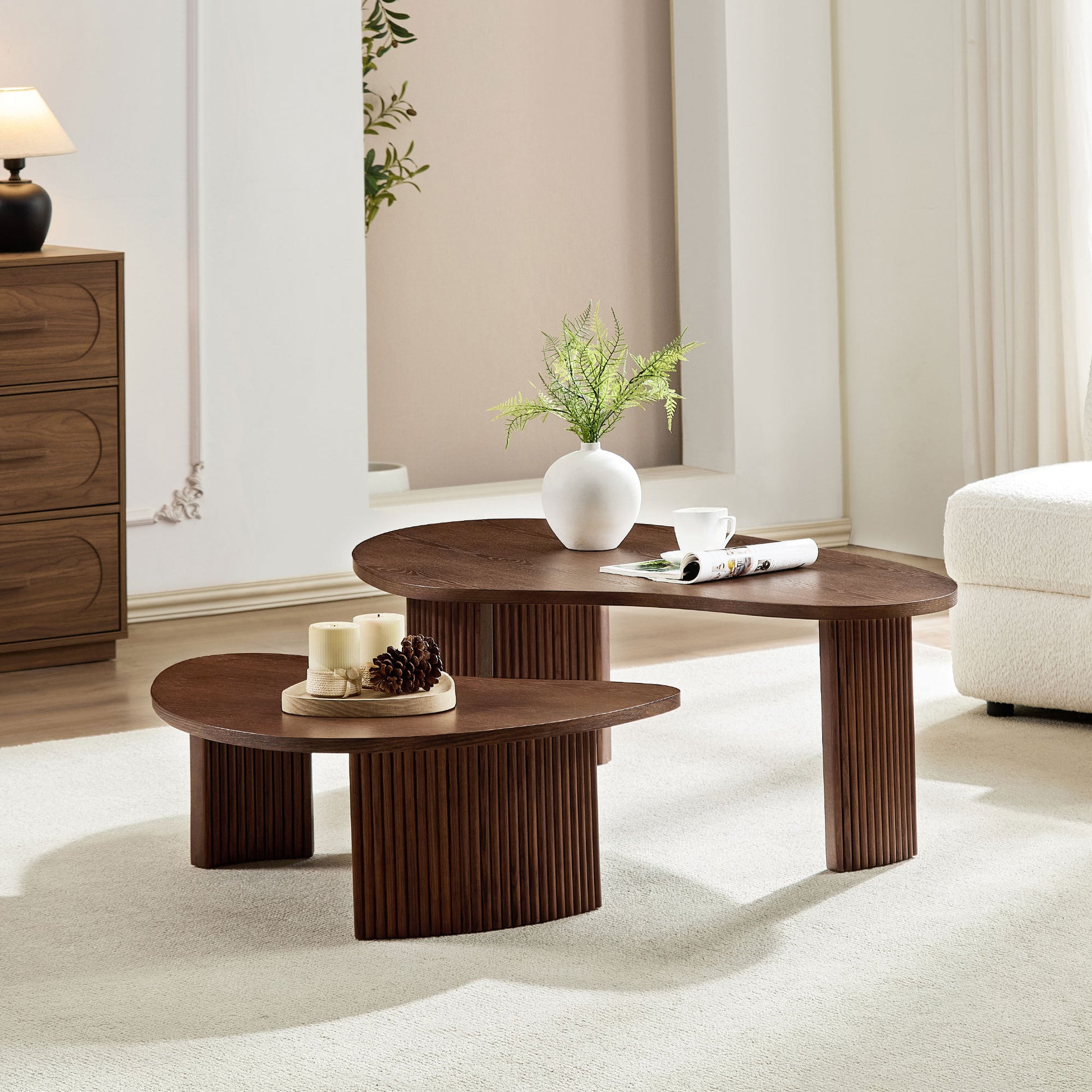 Walnut Nesting Tables with Wood Legs - detail view 4