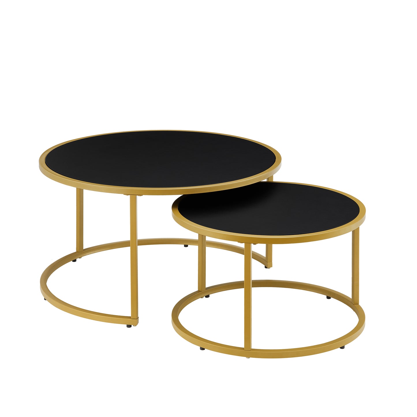 Black Fabric+metal Nesting Tables with Gold Legs - detail view 3
