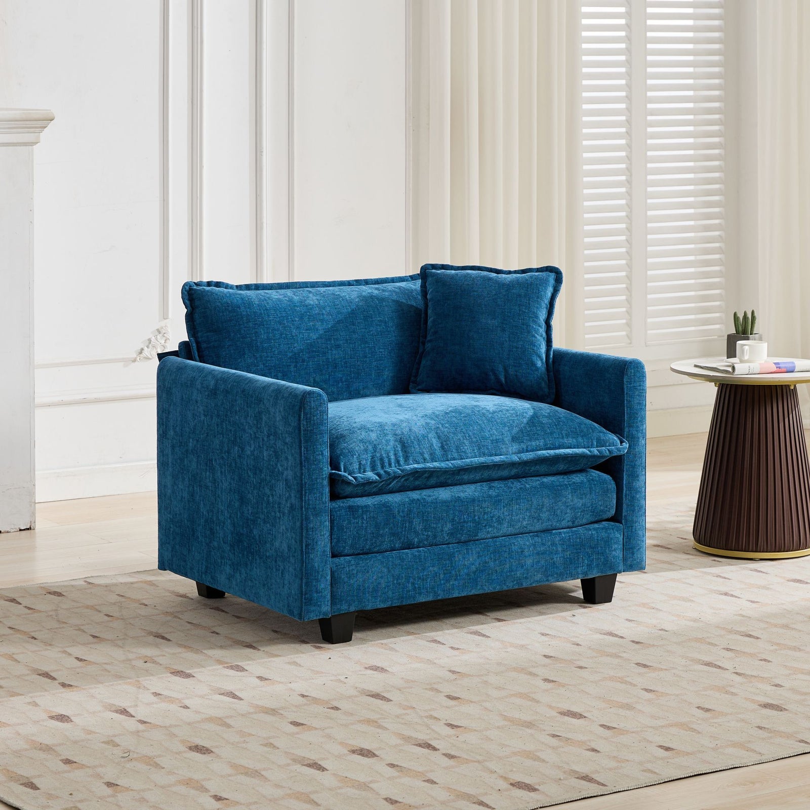 Blue Chenille Accent Chair