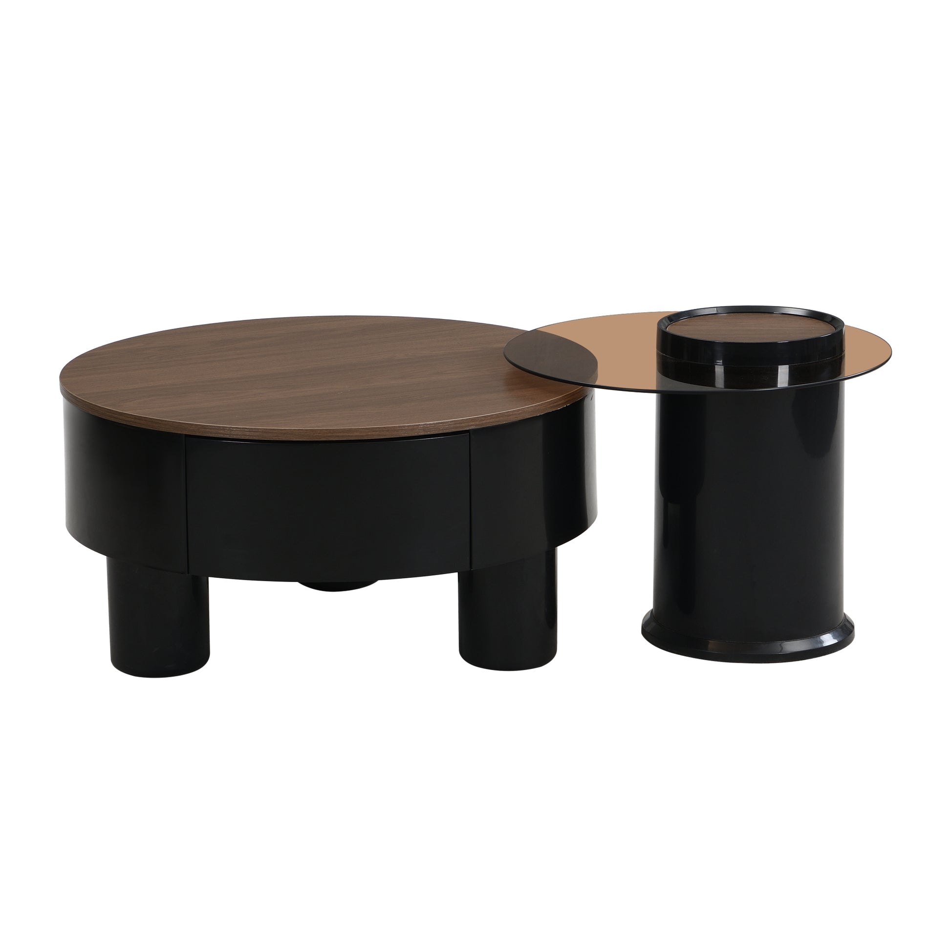 Black & Brown Melamine,plastic Nesting Tables with Black Legs - detail view 5