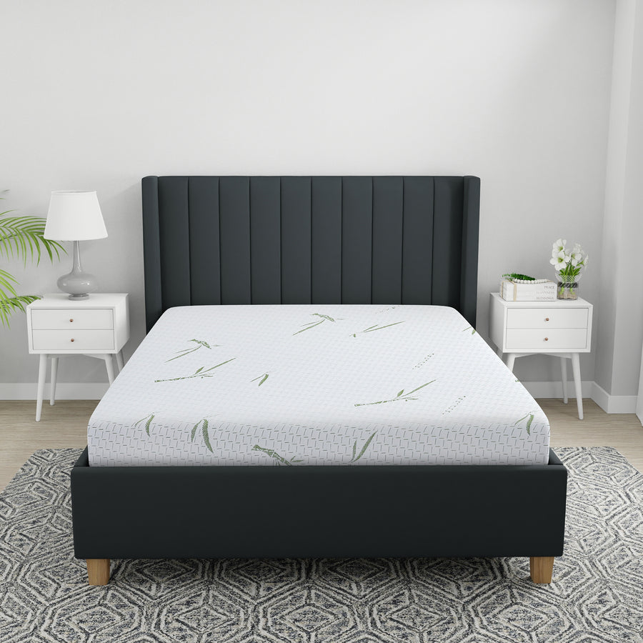 8-Inch Dual Layer Memory Foam Mattress with Bamboo Infused Cover - Queen - White - primary color shot