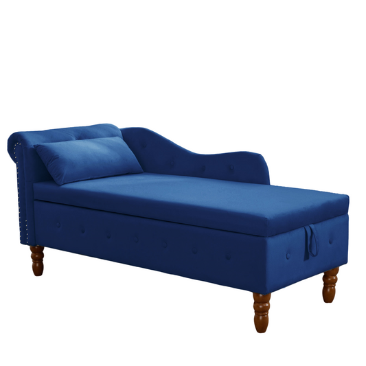 Blue/Navy/Teal Button Tufted Chaise Lounge with Storage