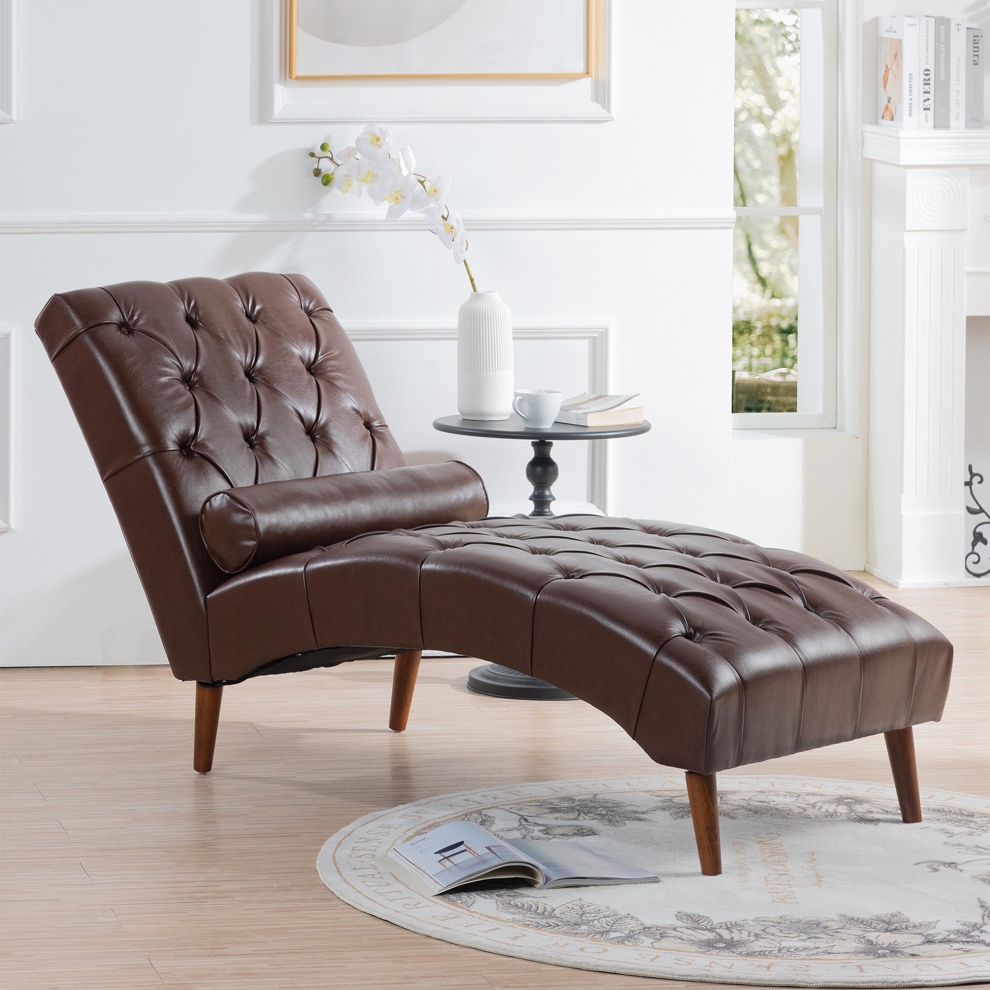 Upholstered Chaise Lounge - Brown - primary color shot