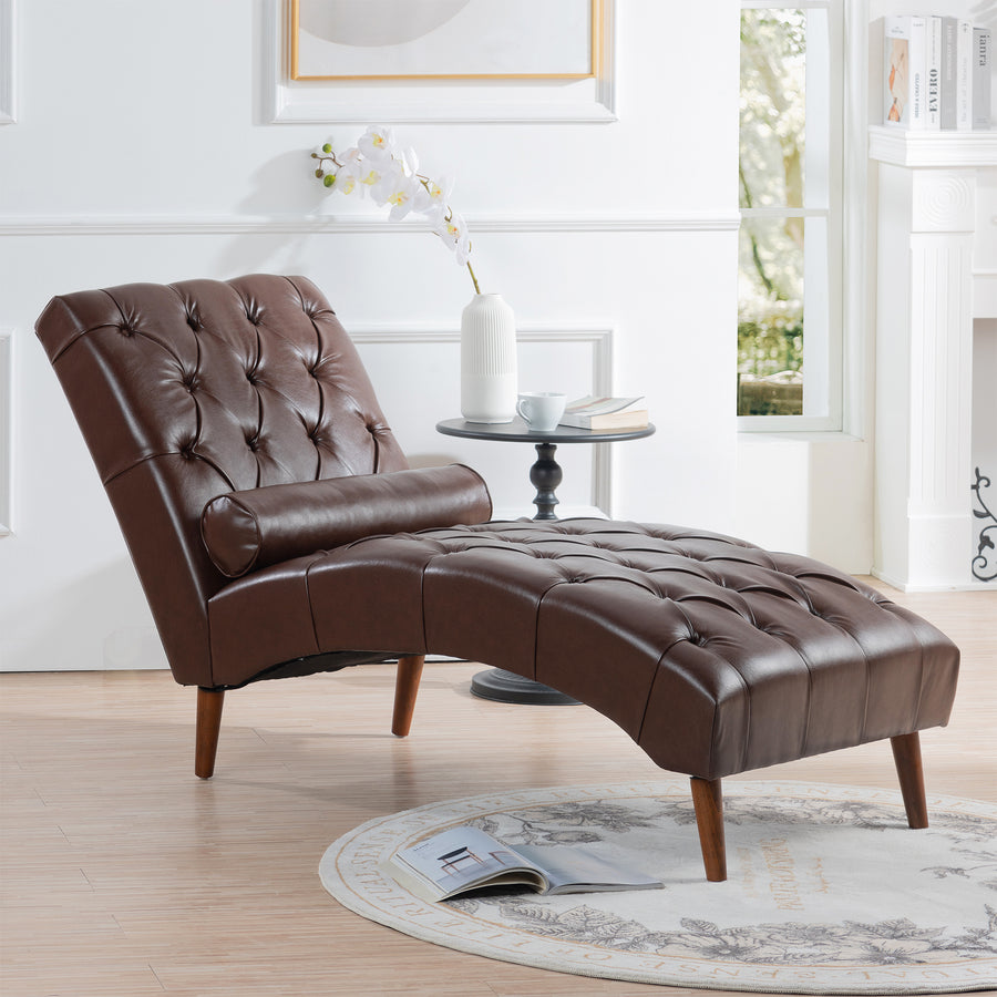Upholstered Chaise Lounge - Brown - primary color shot
