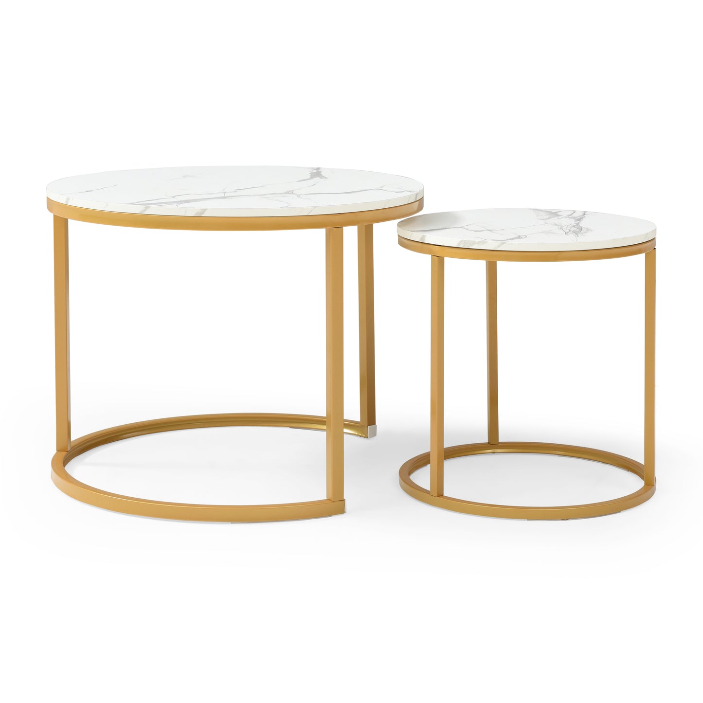 White & Gray Nesting Tables with Gold Legs - detail view 4
