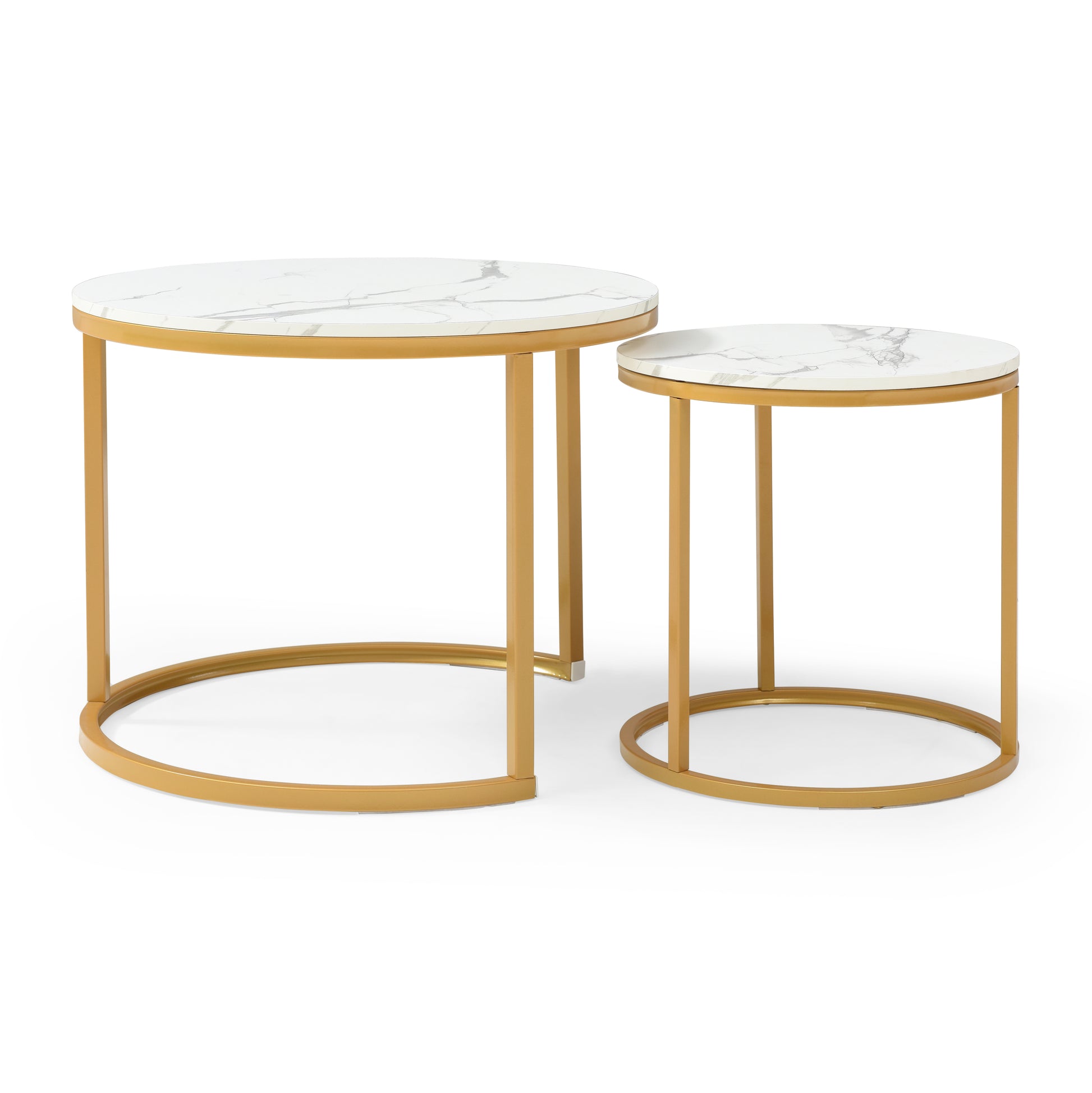 White & Gray Nesting Tables with Gold Legs - detail view 4