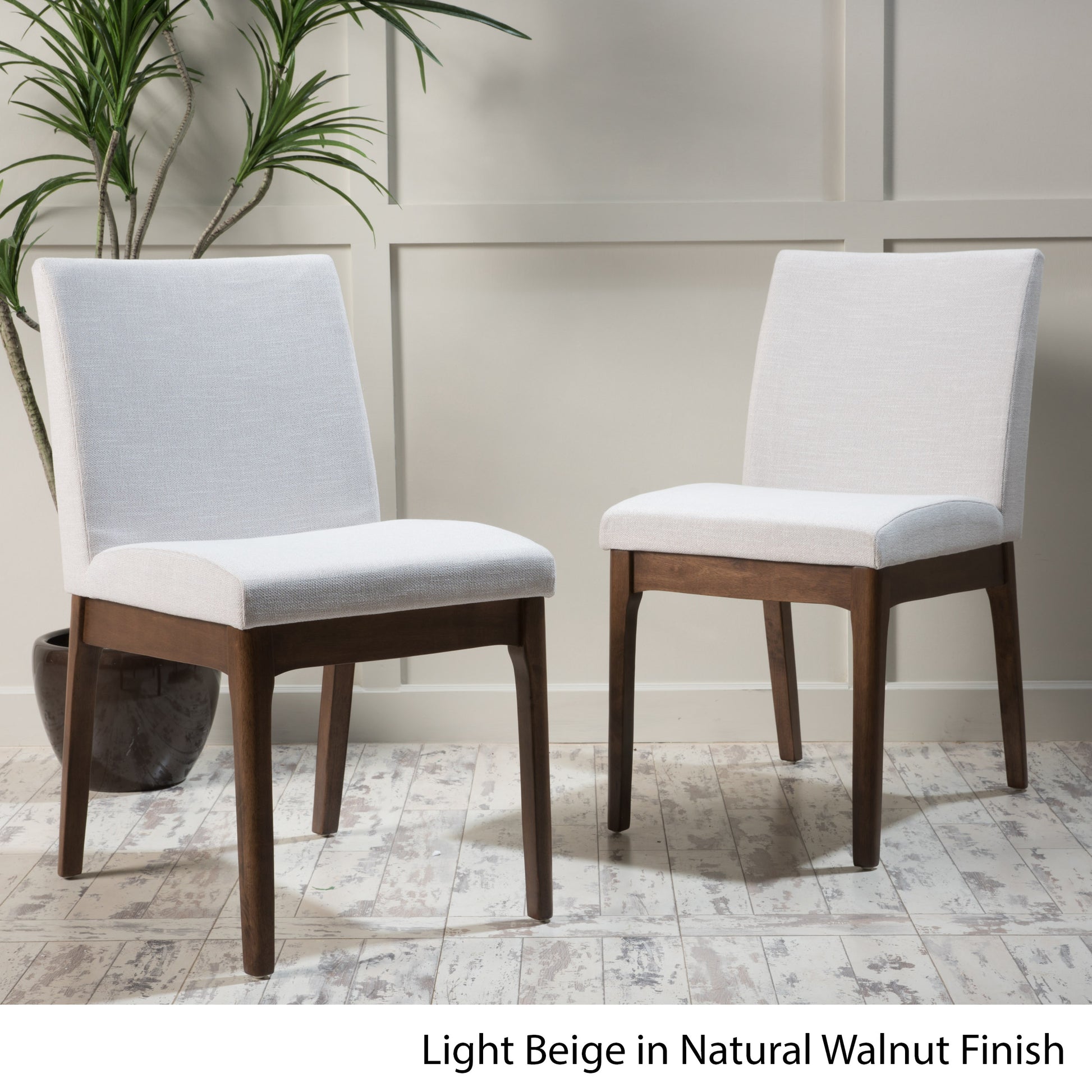 Betty Linen Dining Side Chairs with Wood Trim Set of 2