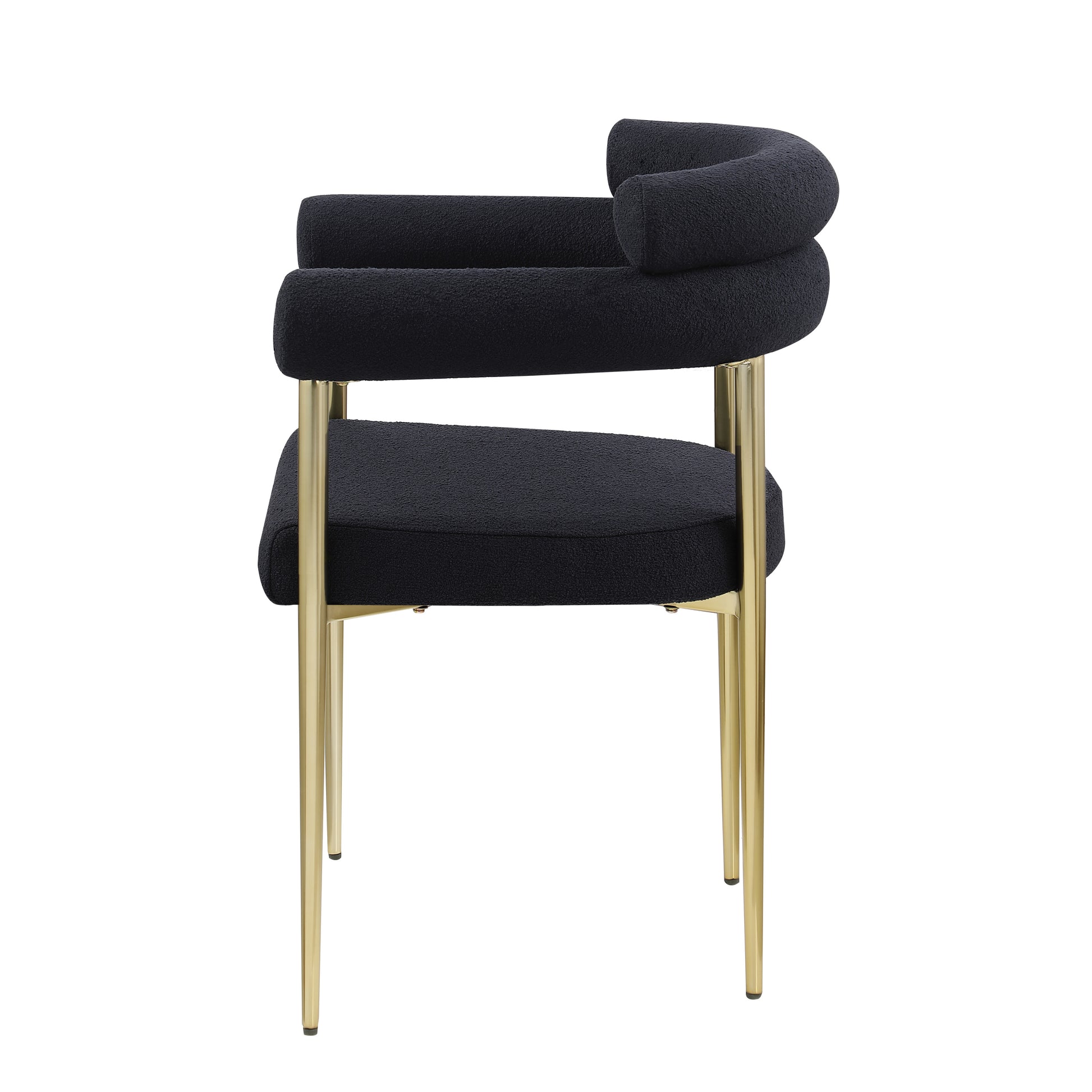 Sabine Mid-Century Modern Boucle Side Chairs Set of2 Black & Gold