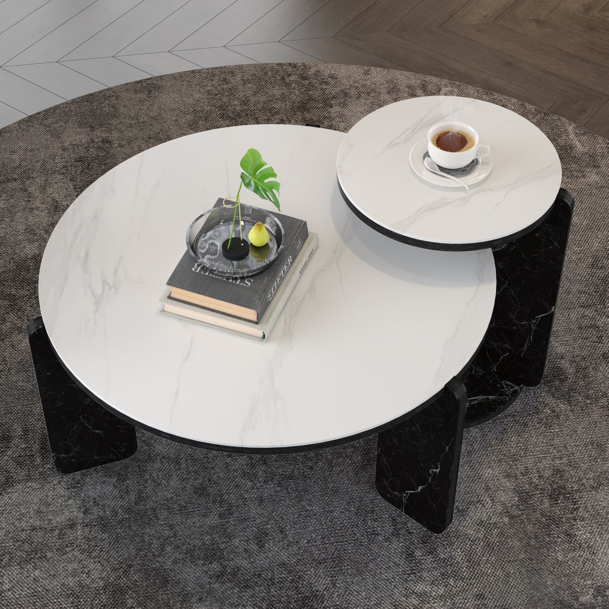 White & Black Nesting Tables with Black Legs - detail view 5