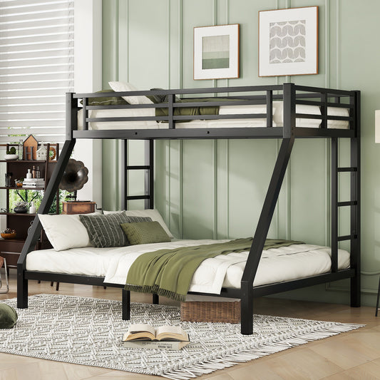 Metal Twin XL over Queen Bunk Bed for Teens and Adults - Black - primary color shot