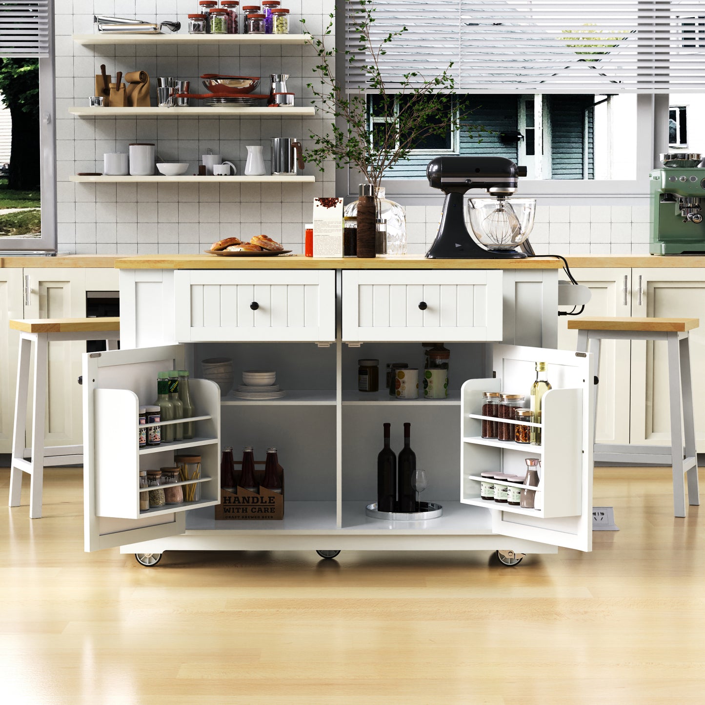 48" Kitchen Island with Drop Leaf - White - detail view 2