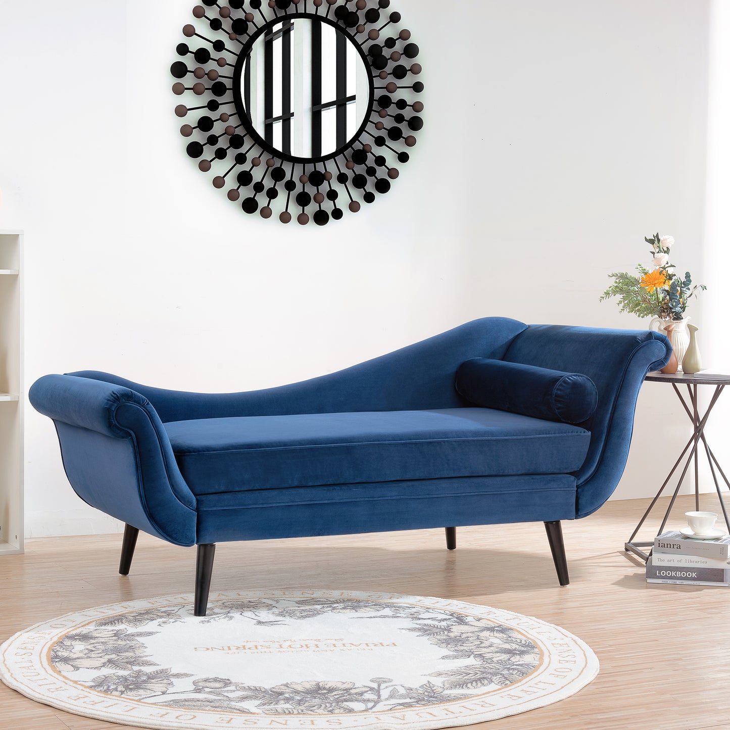 Chaise Lounge with Scroll Arm - Blue - primary color shot