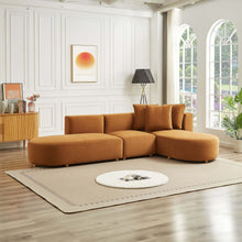 Orby Mid-Century Velvet Sectional Sofa Right Facing Cognac 73.62' x 124' - detail view 5