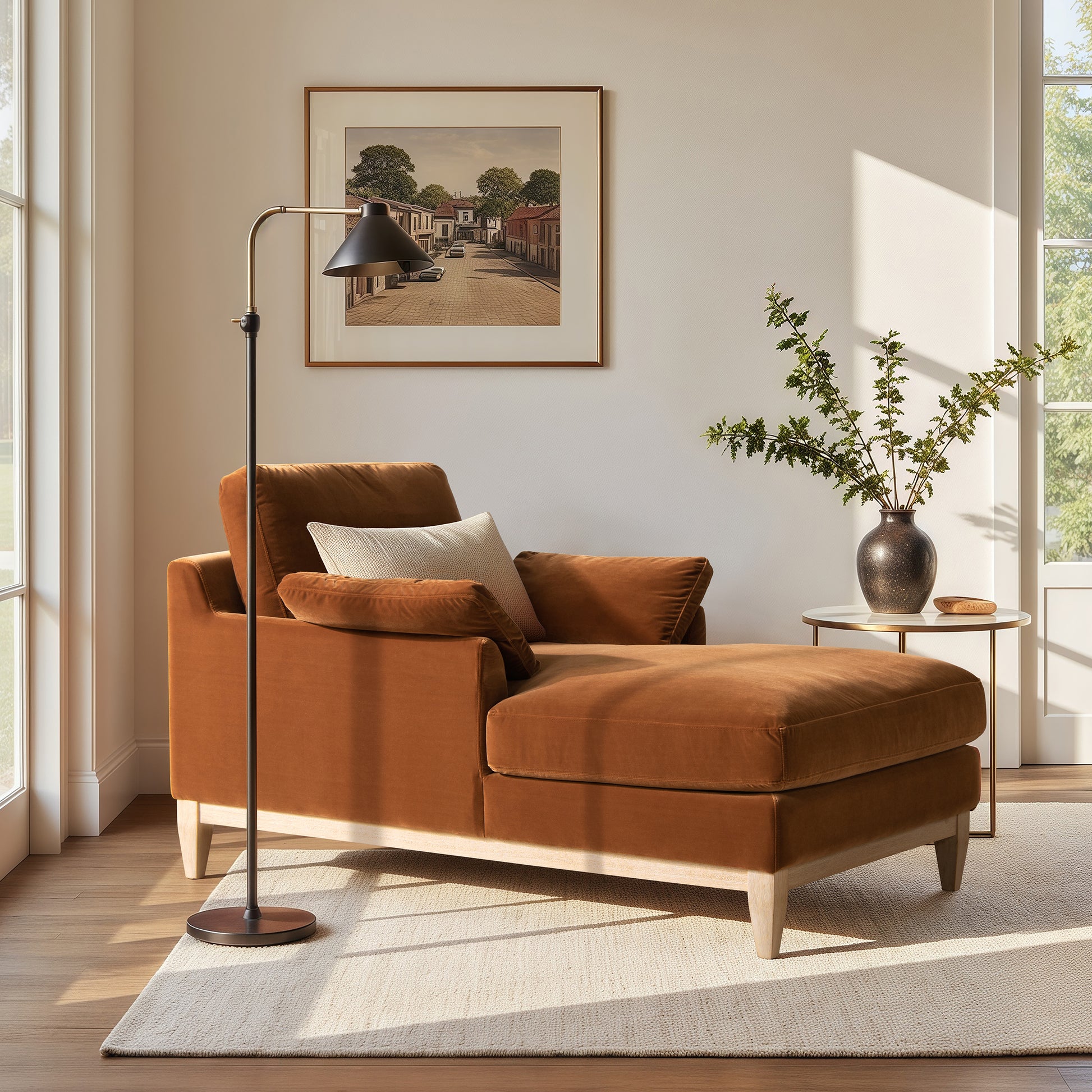 Pasadena Modern Farmhouse Chaise Lounge Chair - Orange - detail view 2