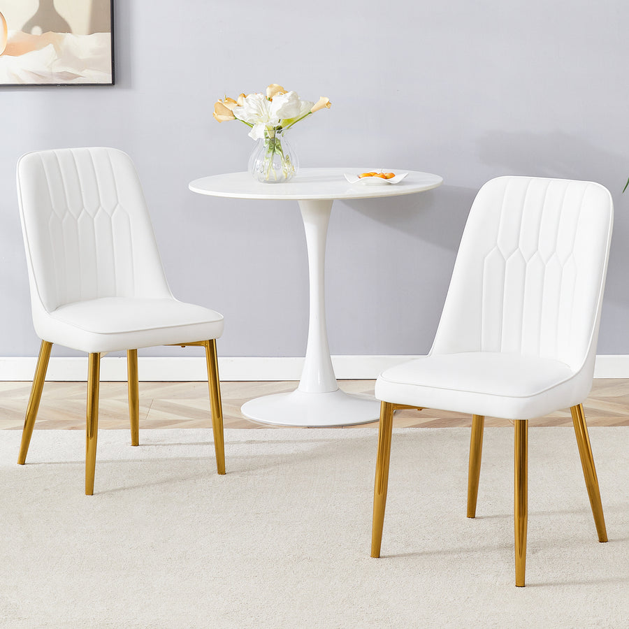 White Metal Dining Chairs with Gold Legs (set of 2) - primary color shot