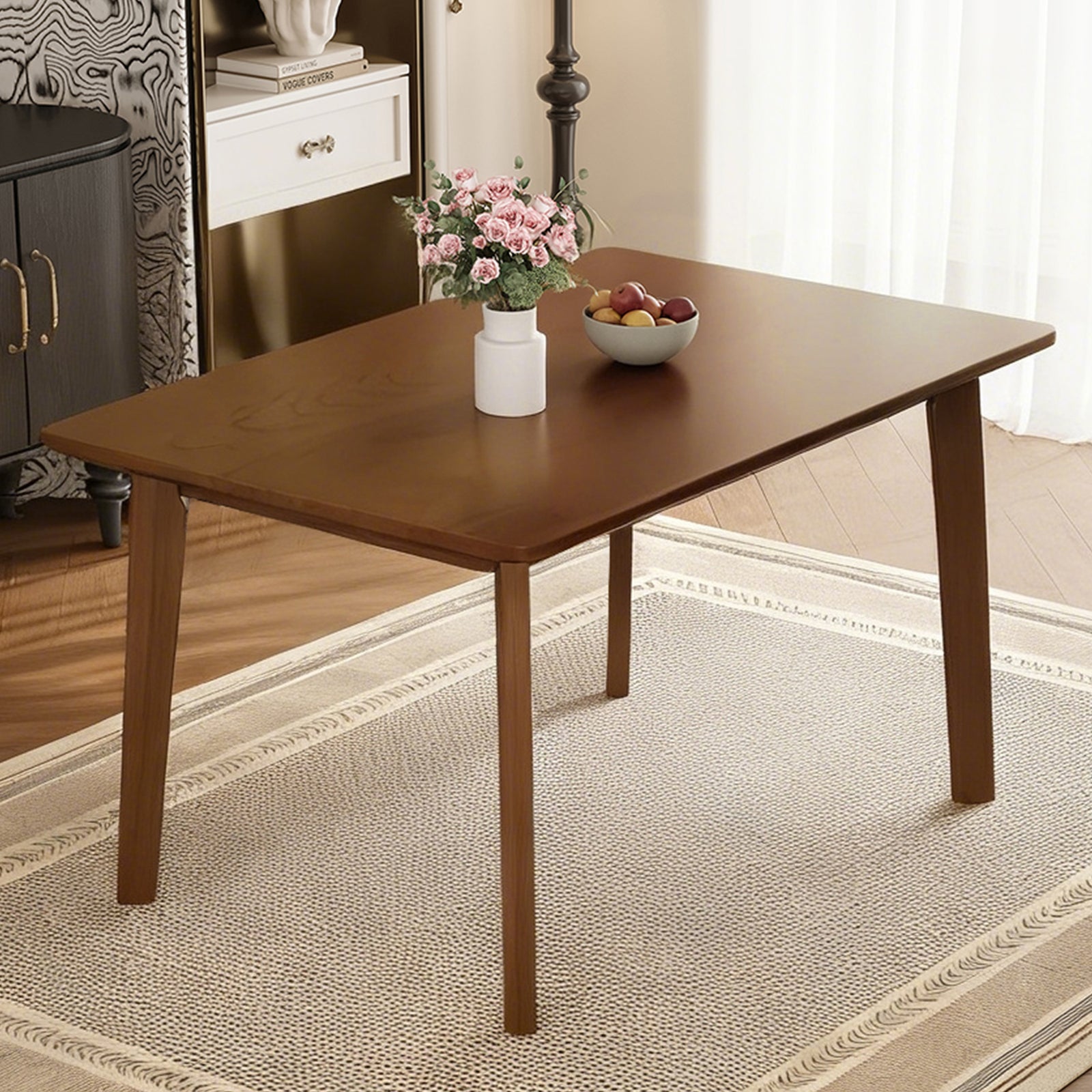 Rustic Farmhouse Dining Table - Solid Wood Frame, Minimalist Modern Dining Table for Dining Room - primary color shot