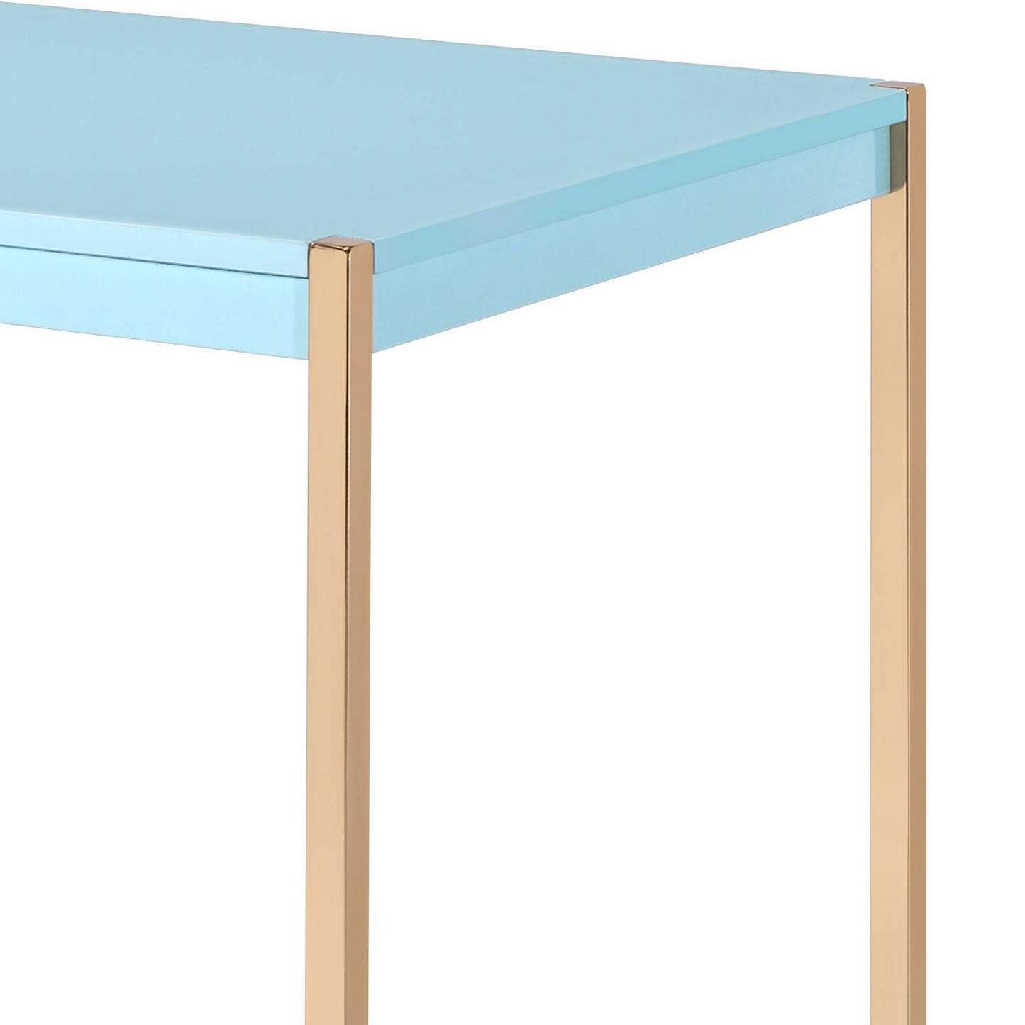 Baby Blue and Gold Writing Desk with USB Ports