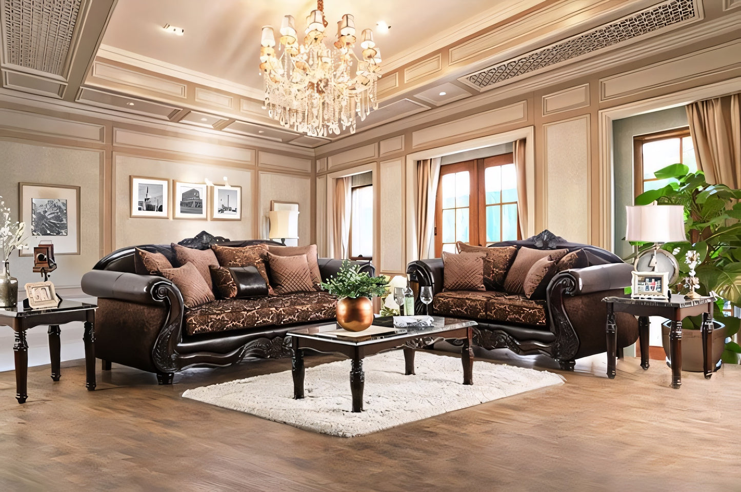 Elpis Traditional Chenille Sofa & Loveseat Set