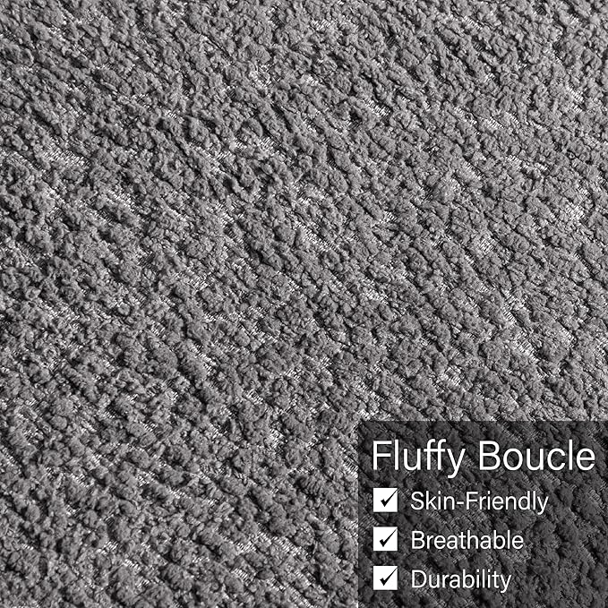 Elverum Modern Bouclé Upholstered Sofa with Wooden Legs – Gray