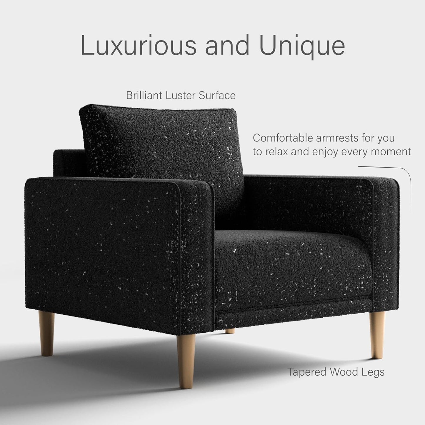 FOA Elverum Contemporary Fabric Blend Accent Chair - Black