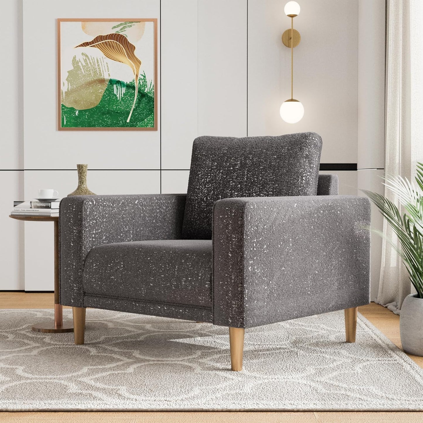 FOA Elverum Contemporary Fabric Blend Accent Chair - Charcoal Gray