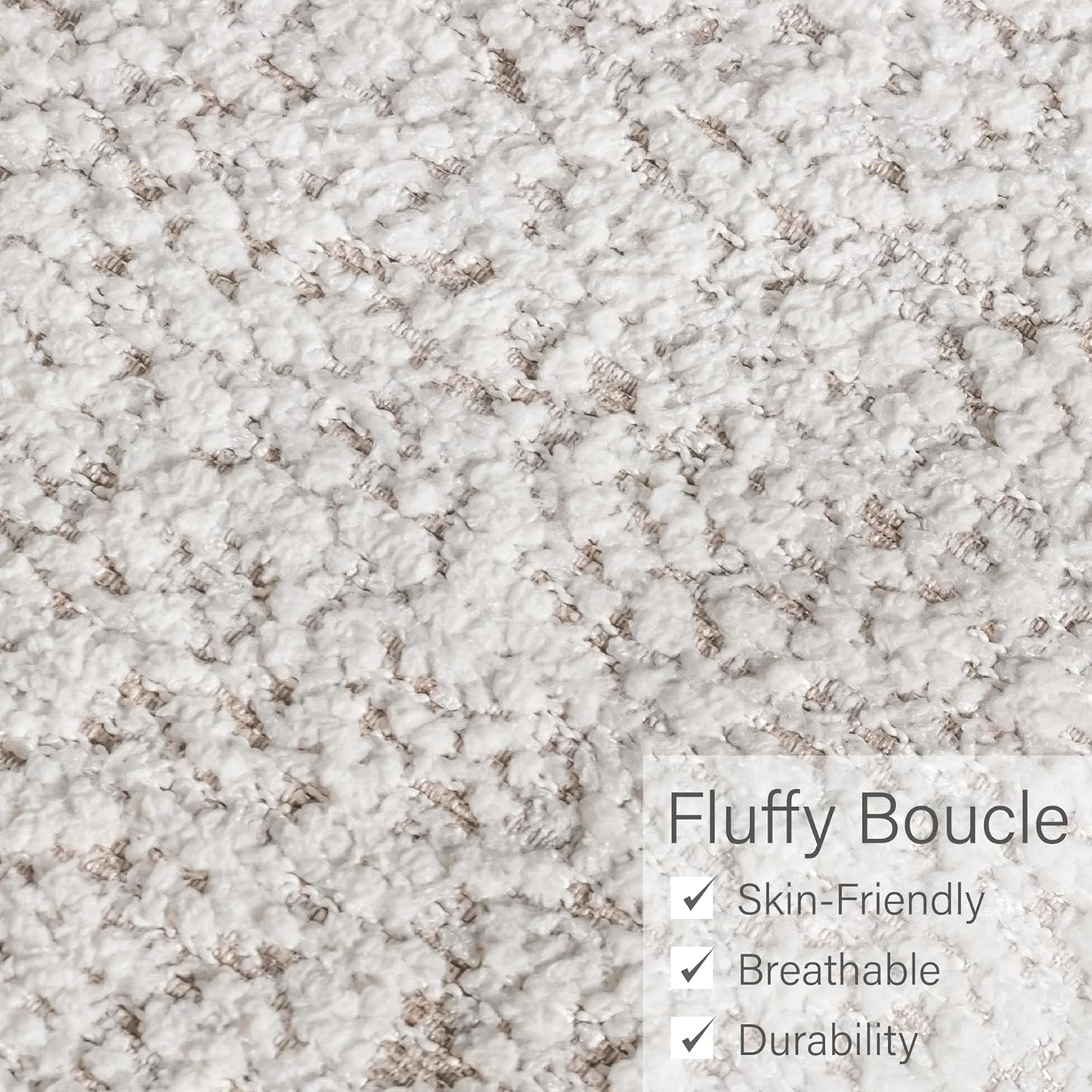 Elverum Modern Bouclé Sofa with Wooden Peg Legs - Off-White