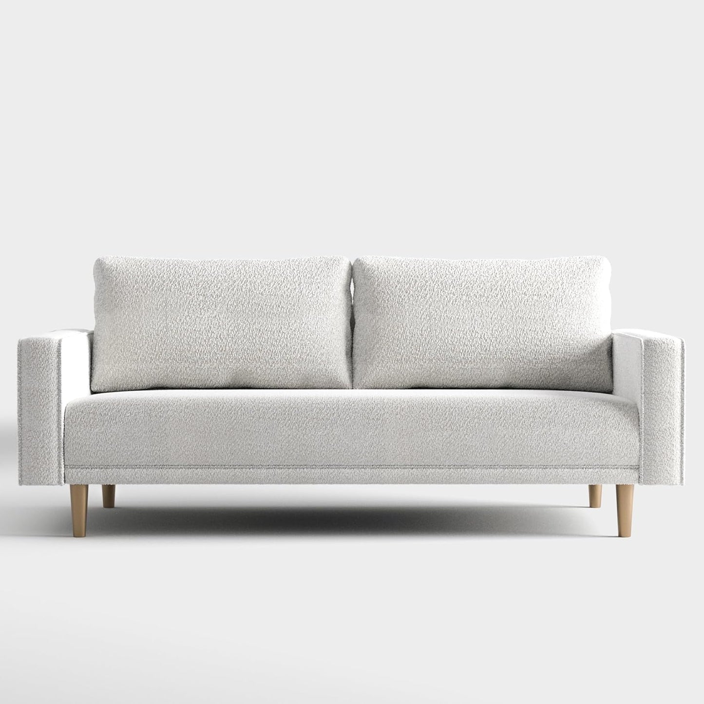 Elverum Modern Bouclé Sofa with Wooden Peg Legs - Off-White