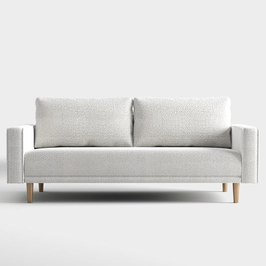 Elverum Modern Bouclé Sofa with Wooden Peg Legs - Off-White