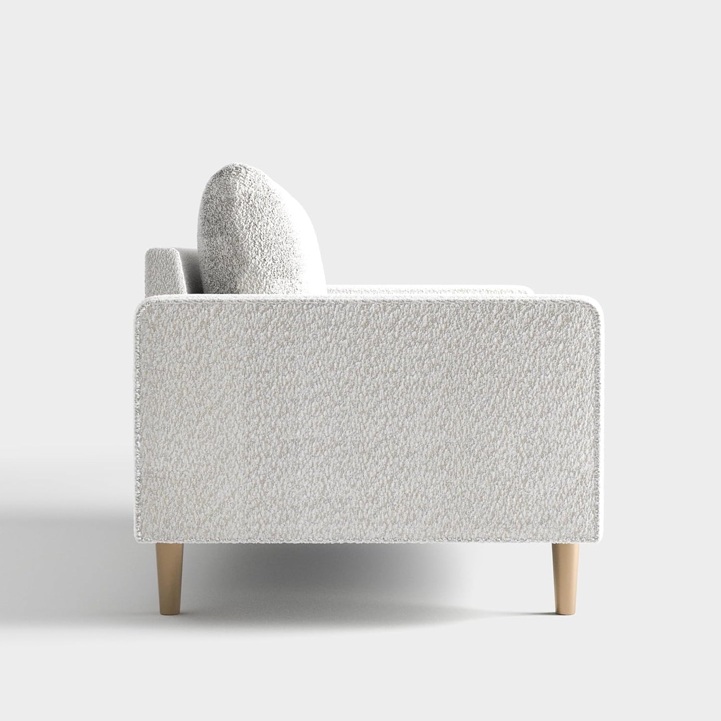 Elverum Modern Bouclé Sofa with Wooden Peg Legs - Off-White