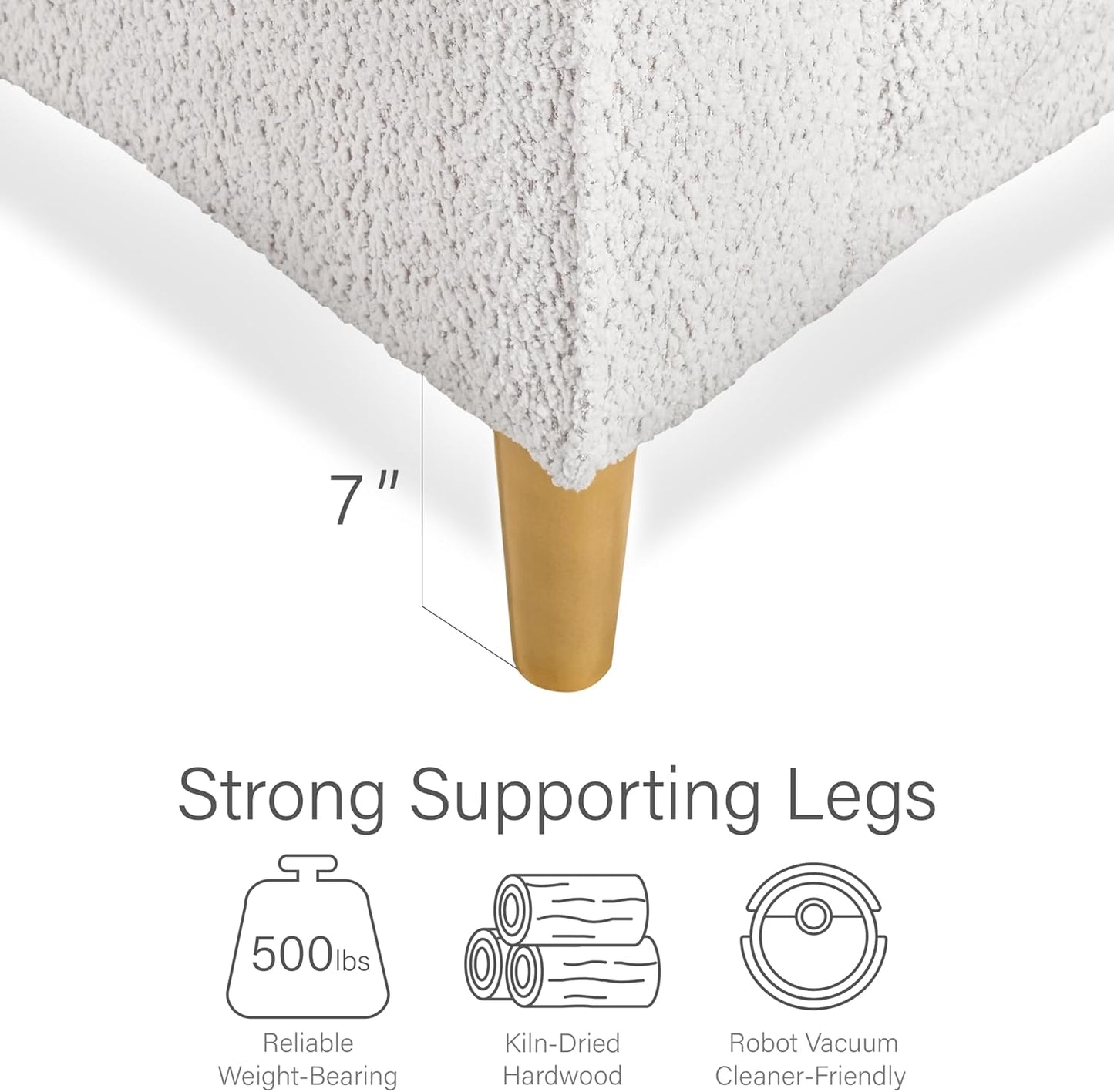 Elverum Modern Bouclé Sofa with Wooden Peg Legs - Off-White