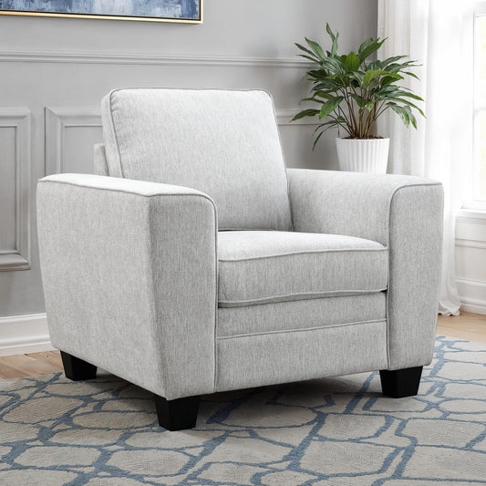 Enea Transitional Chenille Accent Chair with Pillows – Light Gray