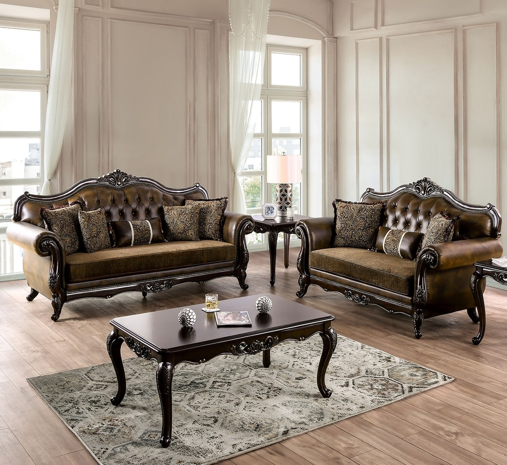 Ensenada Traditional Rolled Arm Sofa & Loveseat Set