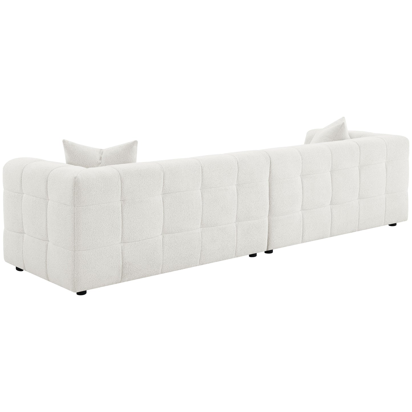 Everly 114" Extra Long Boucle Upholstered Sofa, Off White