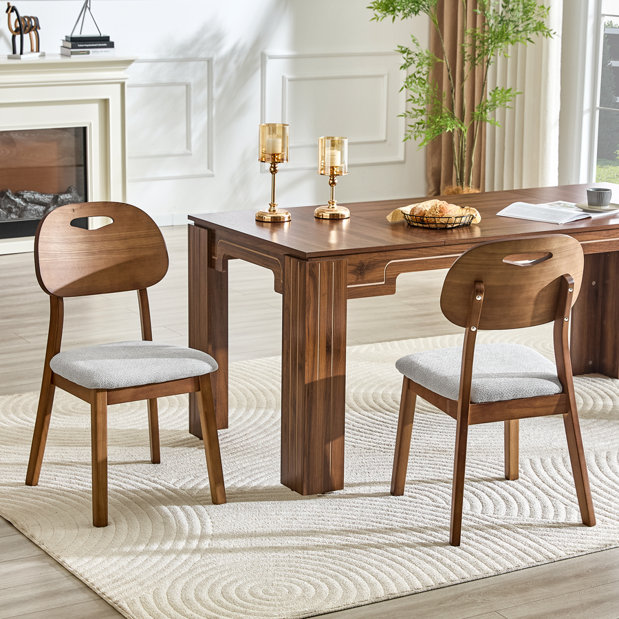 Gray Upholstered Fabric Dining Chairs with Wood Legs (set of 2) - primary color shot