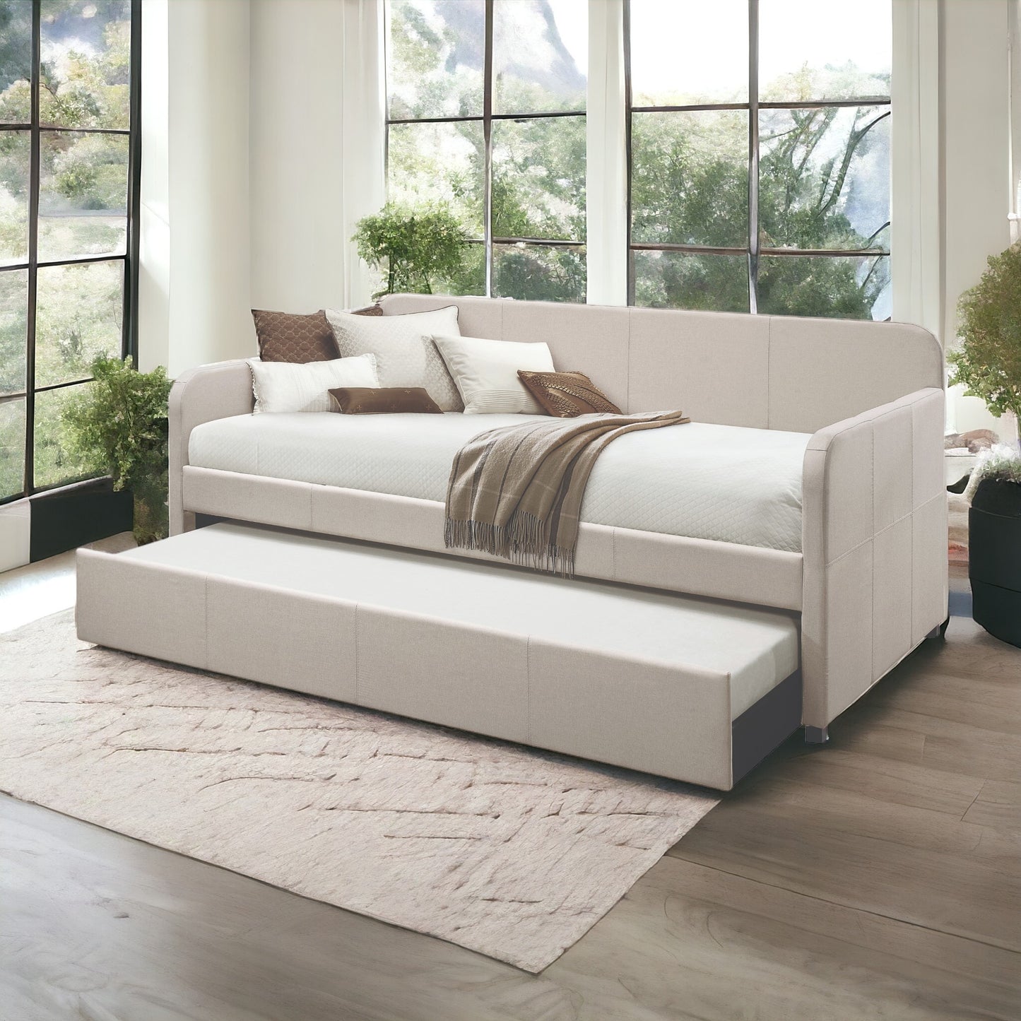 Fog Twin Upholstered Daybed with Trundle