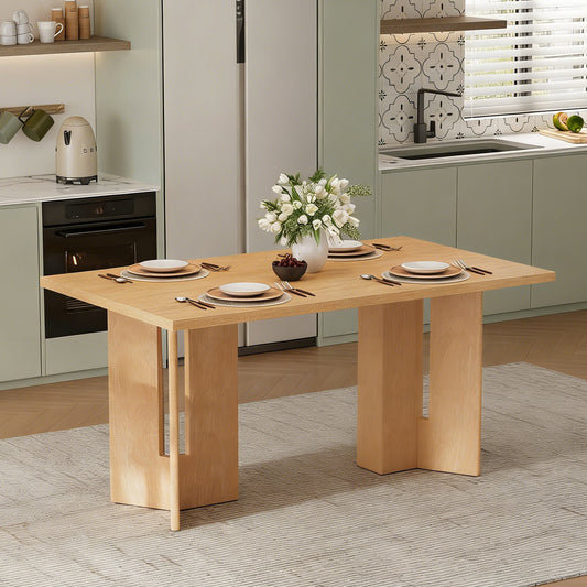 TREXM Farmhouse Wood Dining Table - Natural - primary color shot