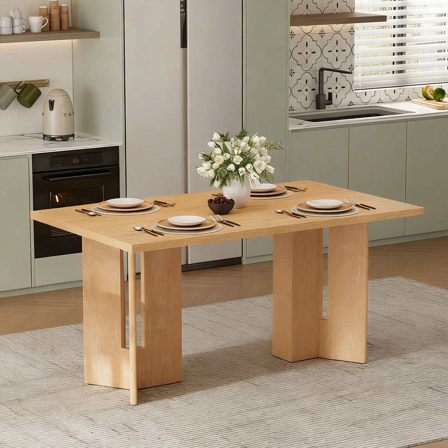 TREXM Farmhouse Wood Dining Table - Natural - primary color shot