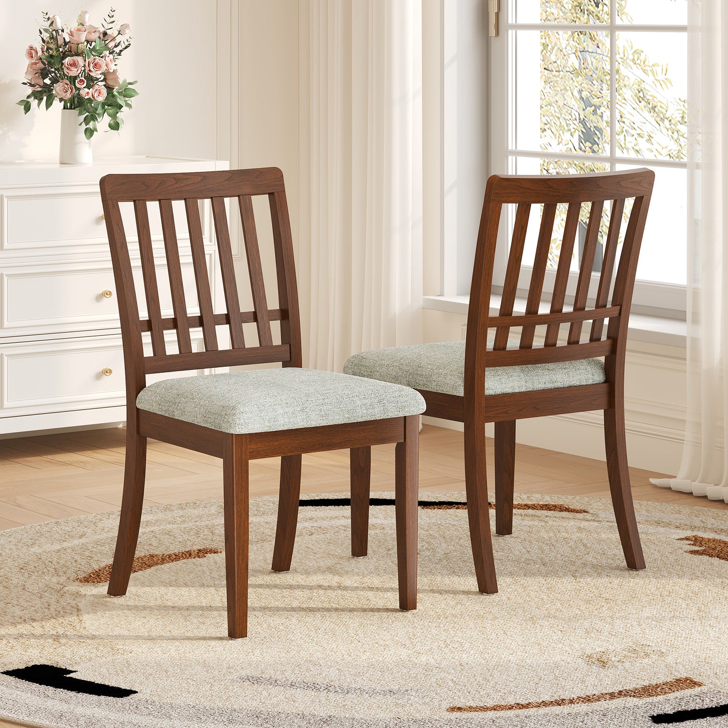 2-Piece Modern Scandinavian Dining Chairs - Brown - primary color shot