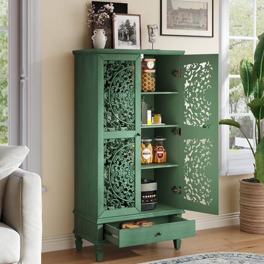Retro Green Tall Storage Cabinet