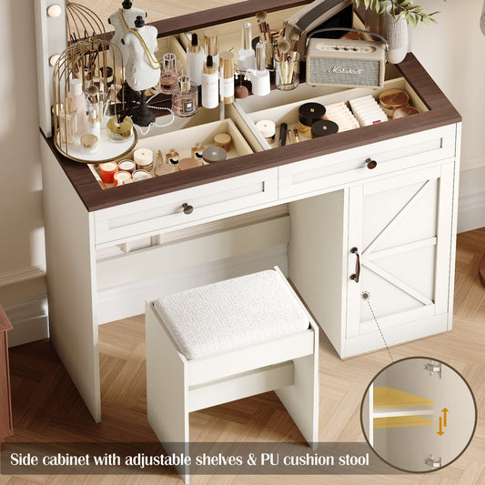 Delphine Modern Vanity Set with Stool, White