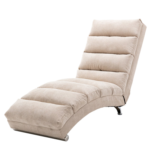 Beige Linen Chaise Lounge with Silver Legs - primary color shot