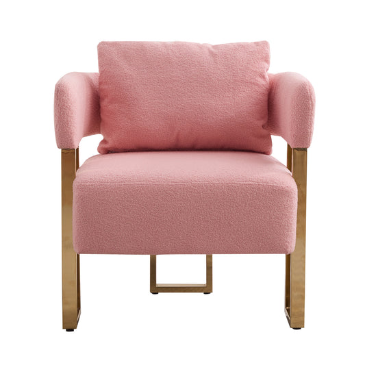 Gold Bouclé Steel Frame Accent Chair with Gold Legs - primary color shot