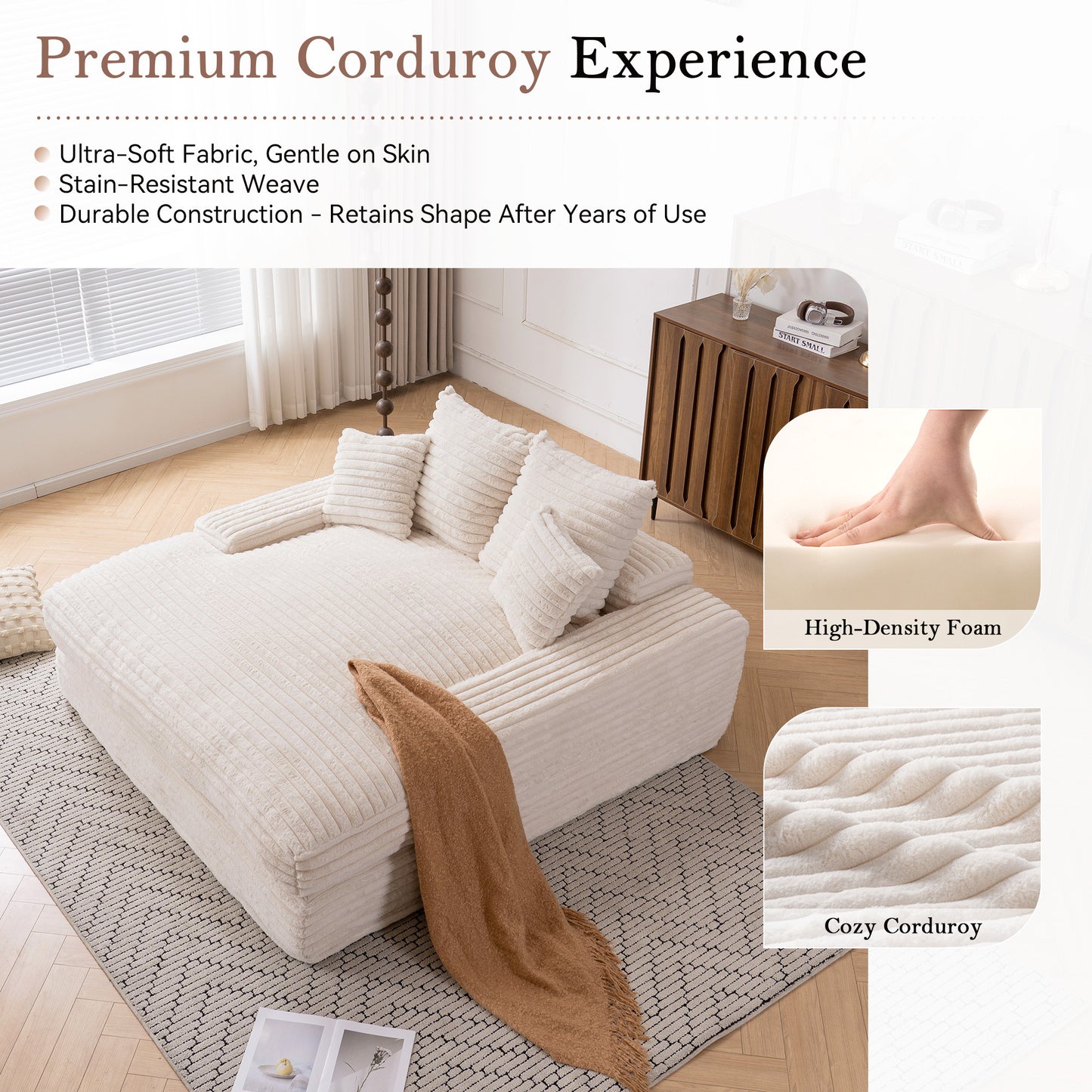 28" -Oversized Chaise Lounge Chair - Beige - detail view 5