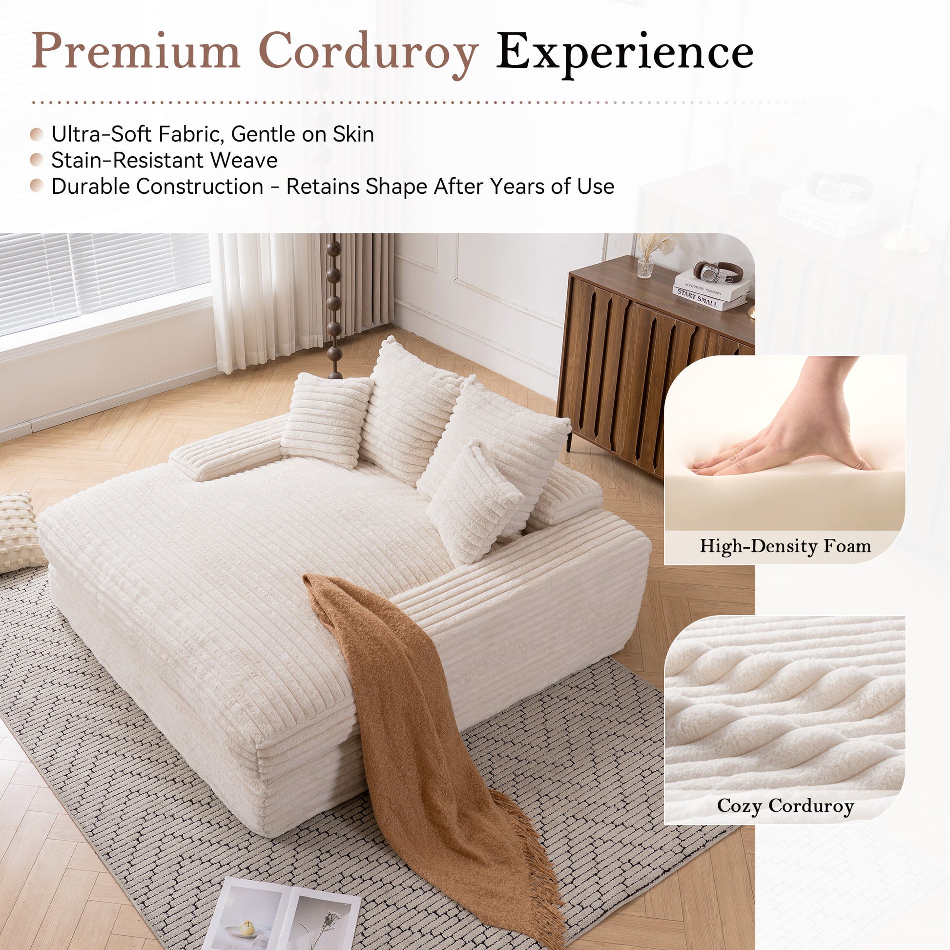 28" -Oversized Chaise Lounge Chair - Beige - detail view 5